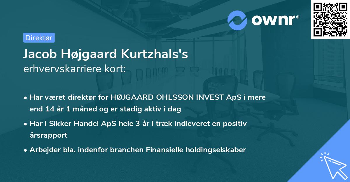Jacob Højgaard Kurtzhals's erhvervskarriere kort