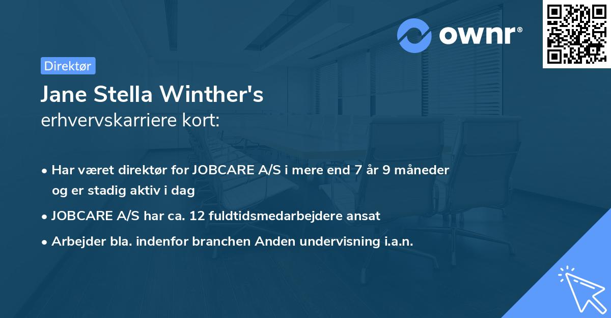 Jane Stella Winther's erhvervskarriere kort