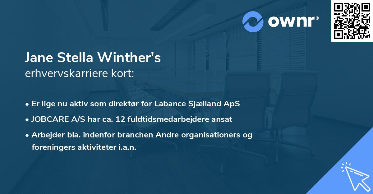 Jane Stella Winther's erhvervskarriere kort