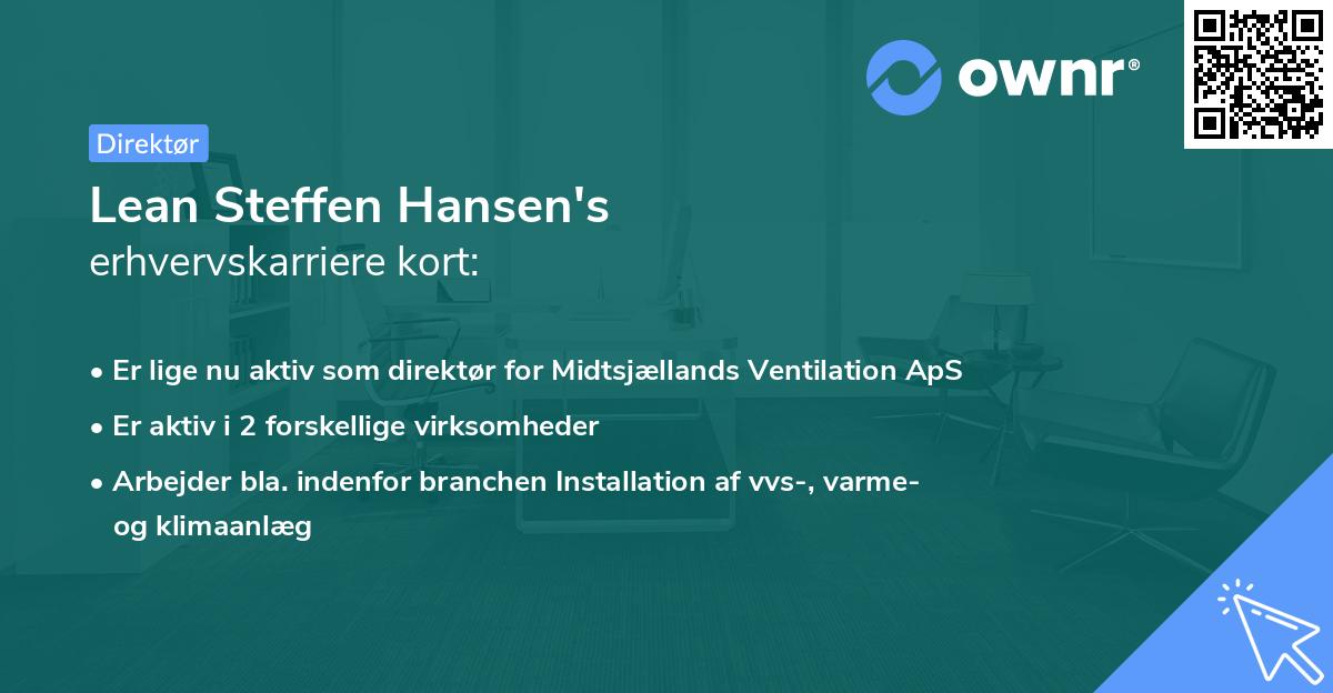 Lean Steffen Hansen's erhvervskarriere kort
