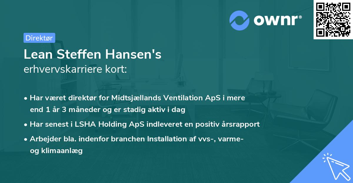 Lean Steffen Hansen's erhvervskarriere kort