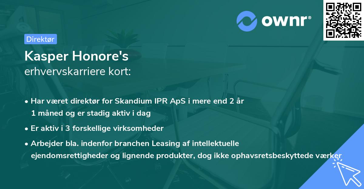 Kasper Honore's erhvervskarriere kort