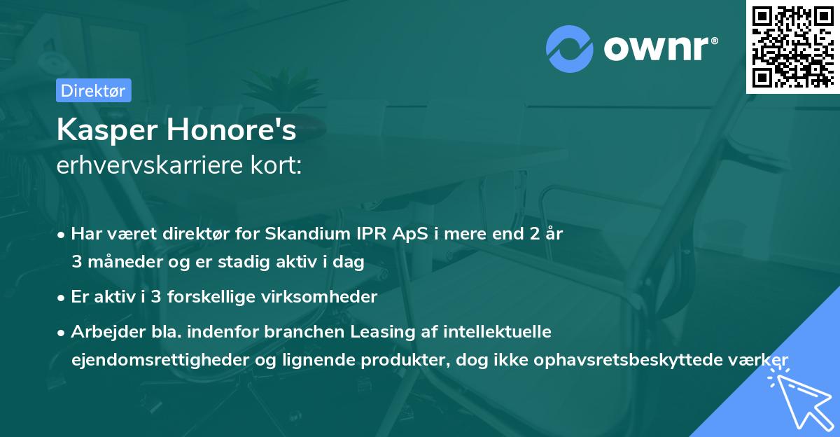 Kasper Honore's erhvervskarriere kort