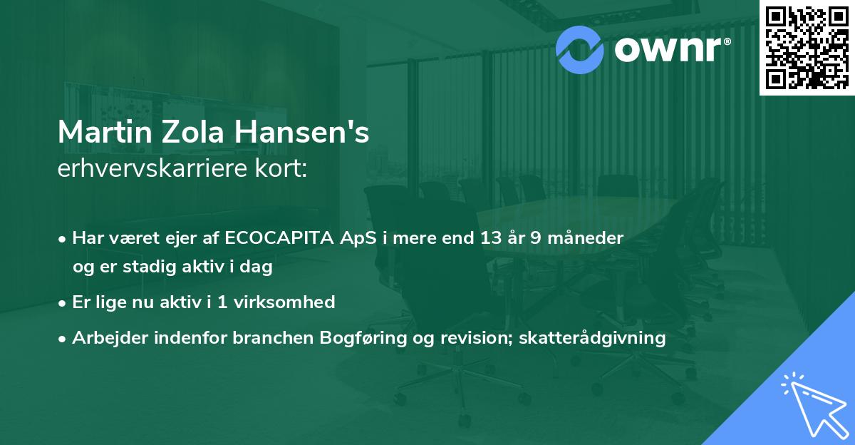 Martin Zola Hansen's erhvervskarriere kort
