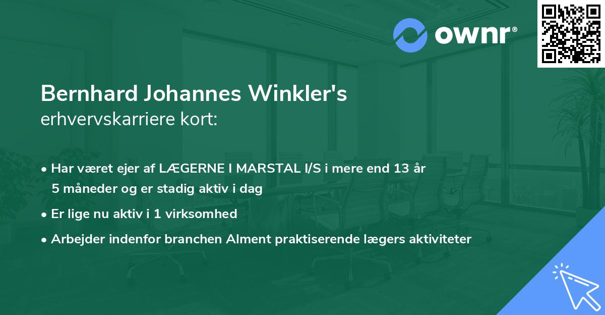 Bernhard Johannes Winkler's erhvervskarriere kort