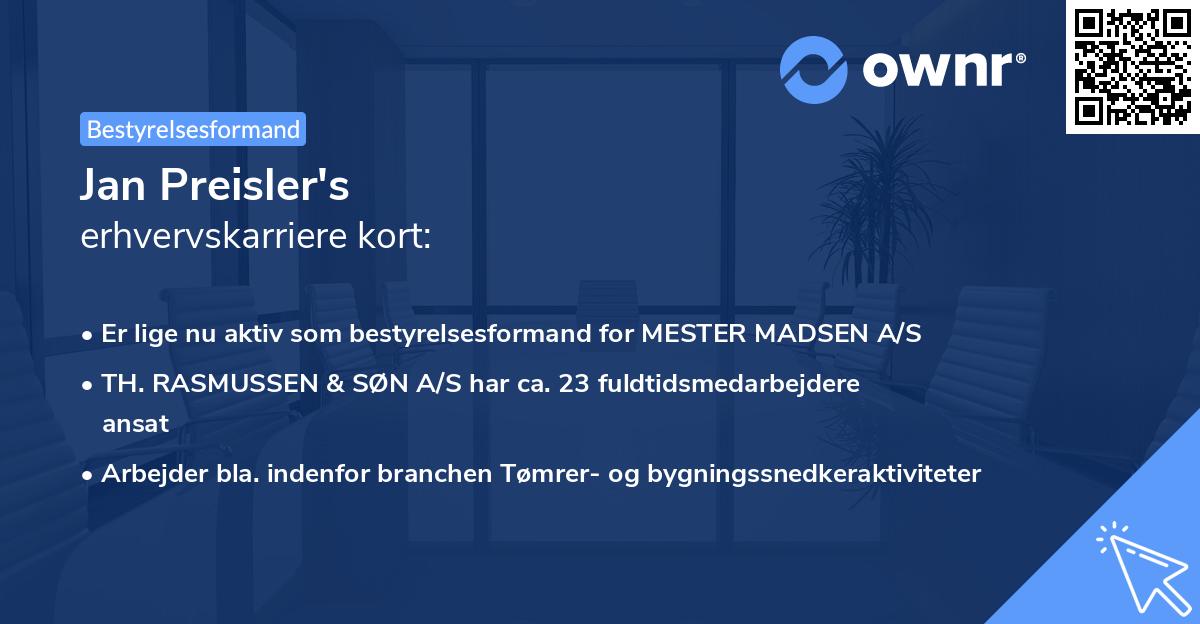 Jan Preisler's erhvervskarriere kort