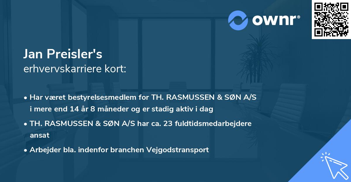Jan Preisler's erhvervskarriere kort