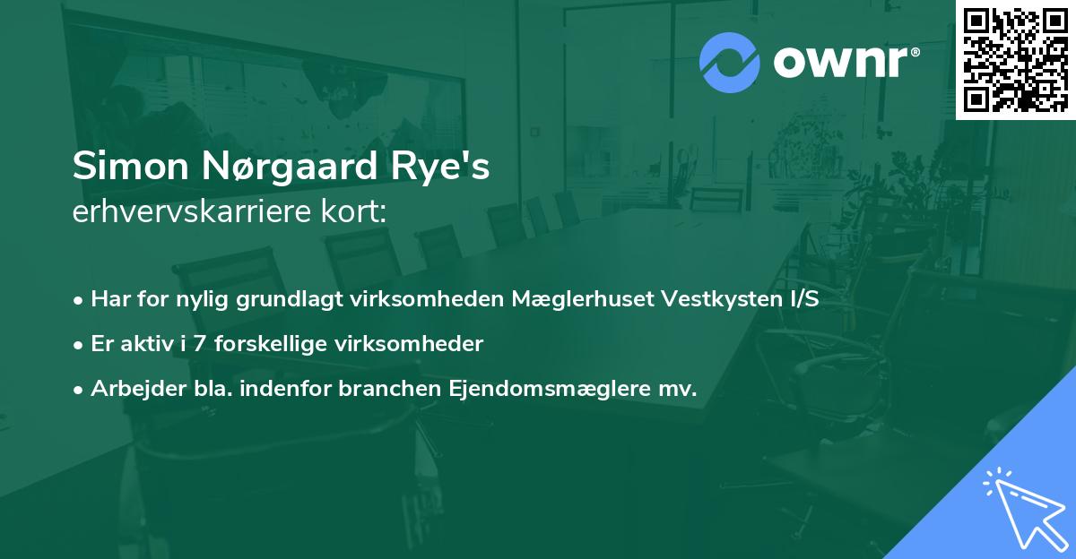 Simon Nørgaard Rye's erhvervskarriere kort