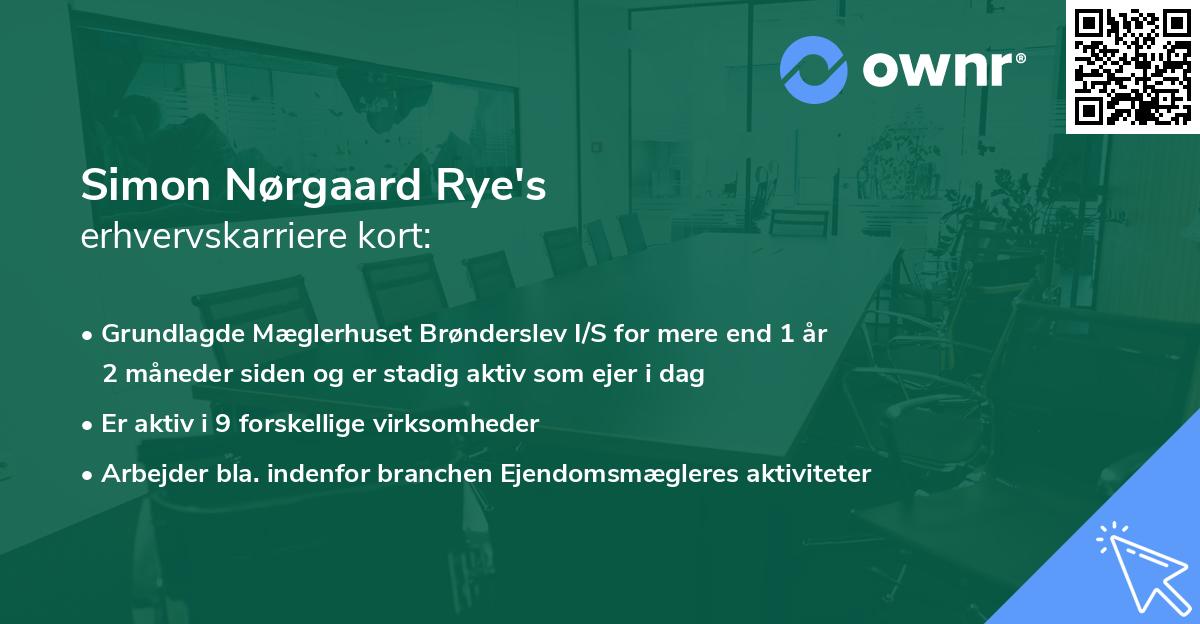 Simon Nørgaard Rye's erhvervskarriere kort