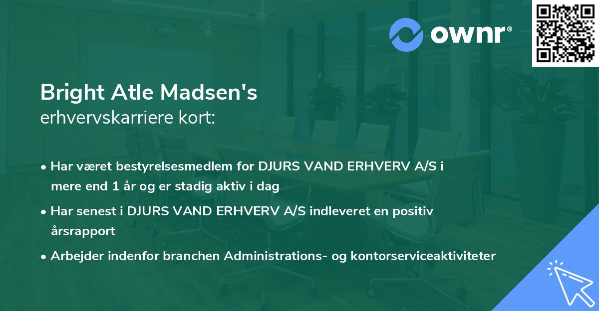 Bright Atle Madsen's erhvervskarriere kort