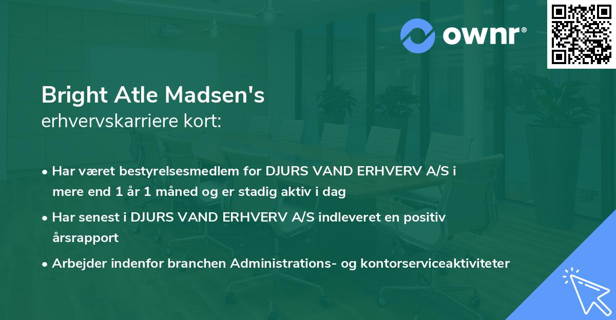 Bright Atle Madsen's erhvervskarriere kort