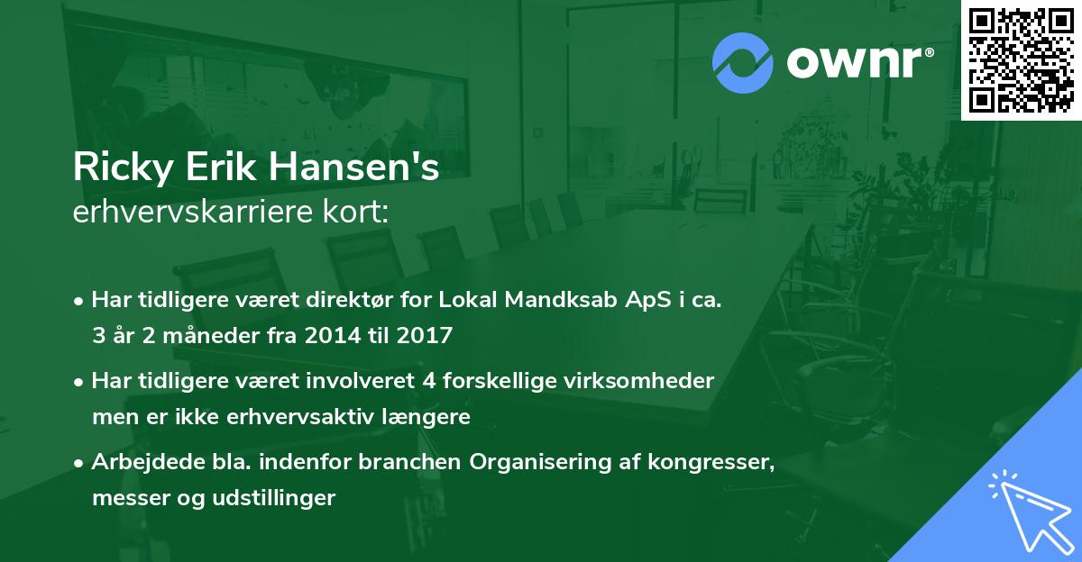 Ricky Erik Hansen's erhvervskarriere kort