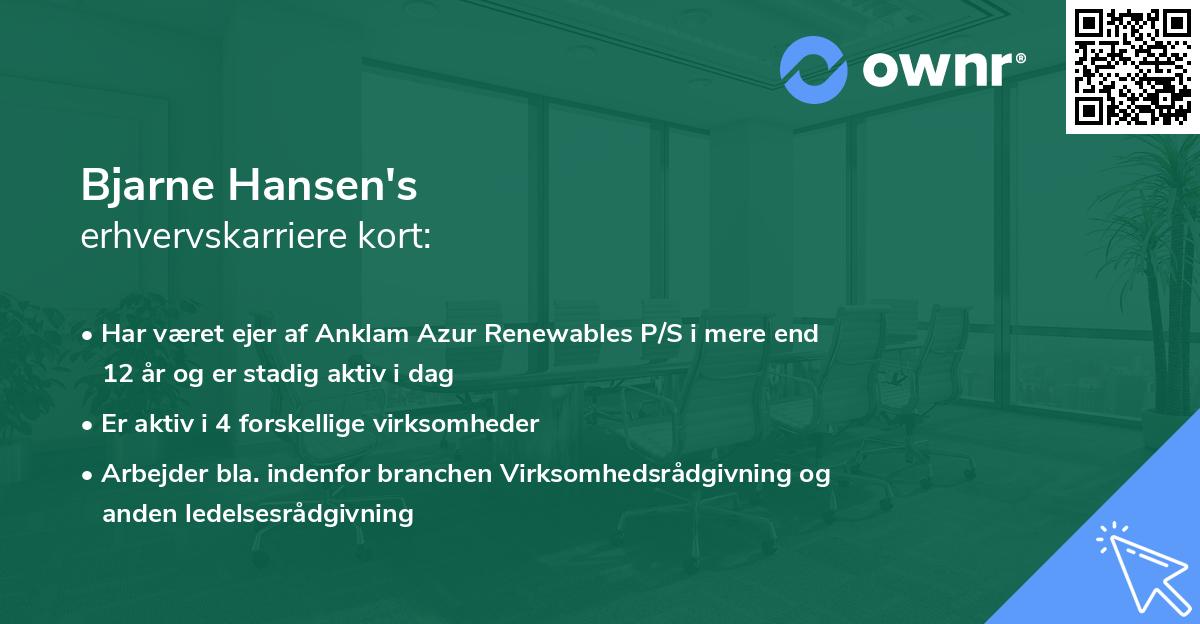 Bjarne Hansen's erhvervskarriere kort