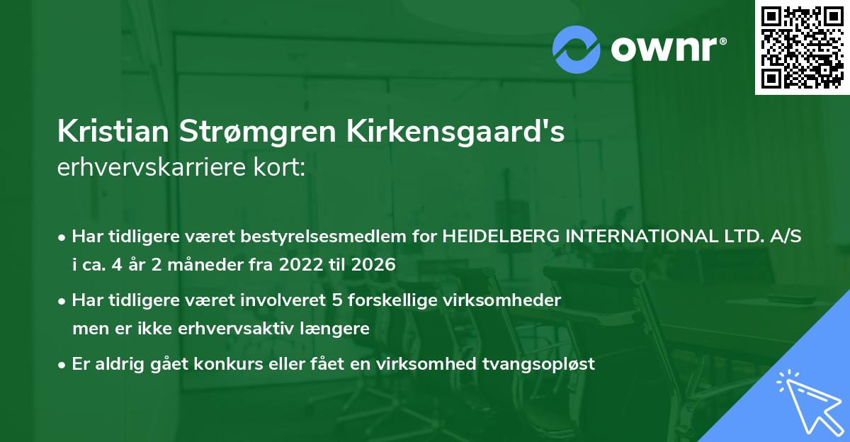 Kristian Strømgren Kirkensgaard's erhvervskarriere kort