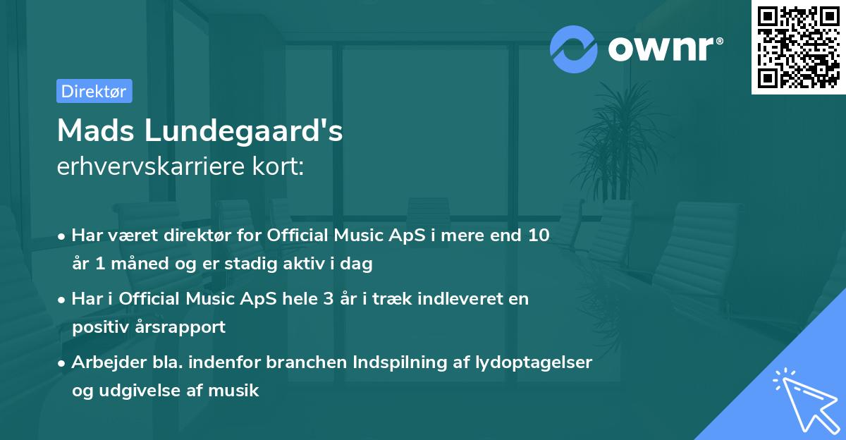 Mads Lundegaard's erhvervskarriere kort