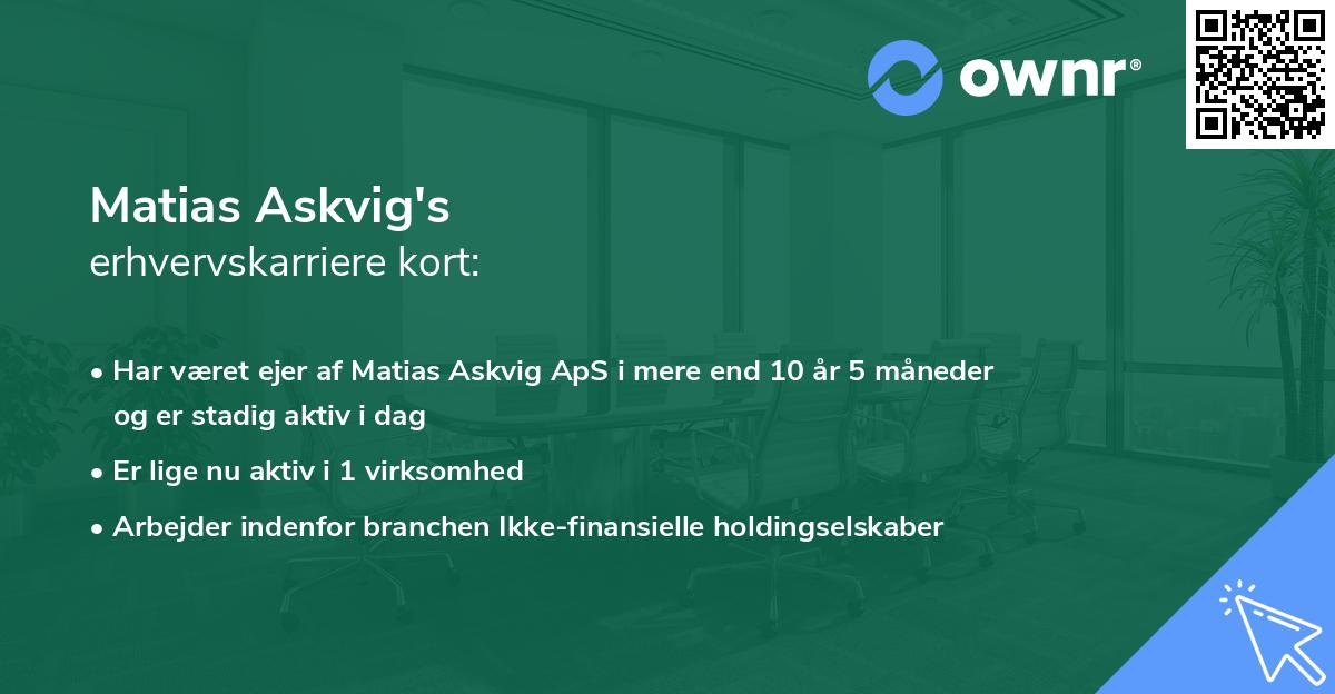 Matias Askvig's erhvervskarriere kort