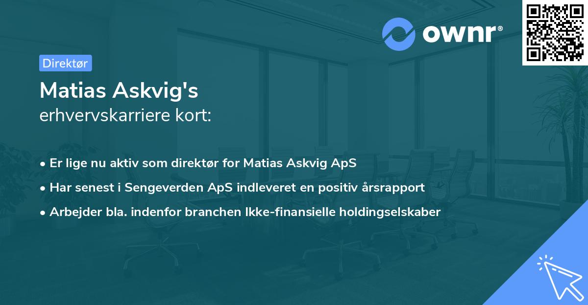 Matias Askvig's erhvervskarriere kort