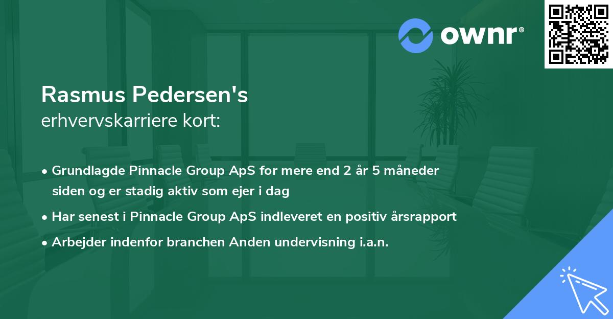Rasmus Pedersen's erhvervskarriere kort