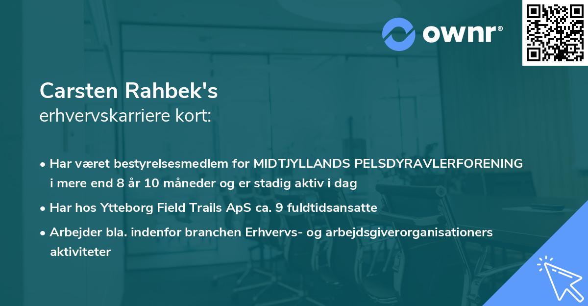 Carsten Rahbek's erhvervskarriere kort