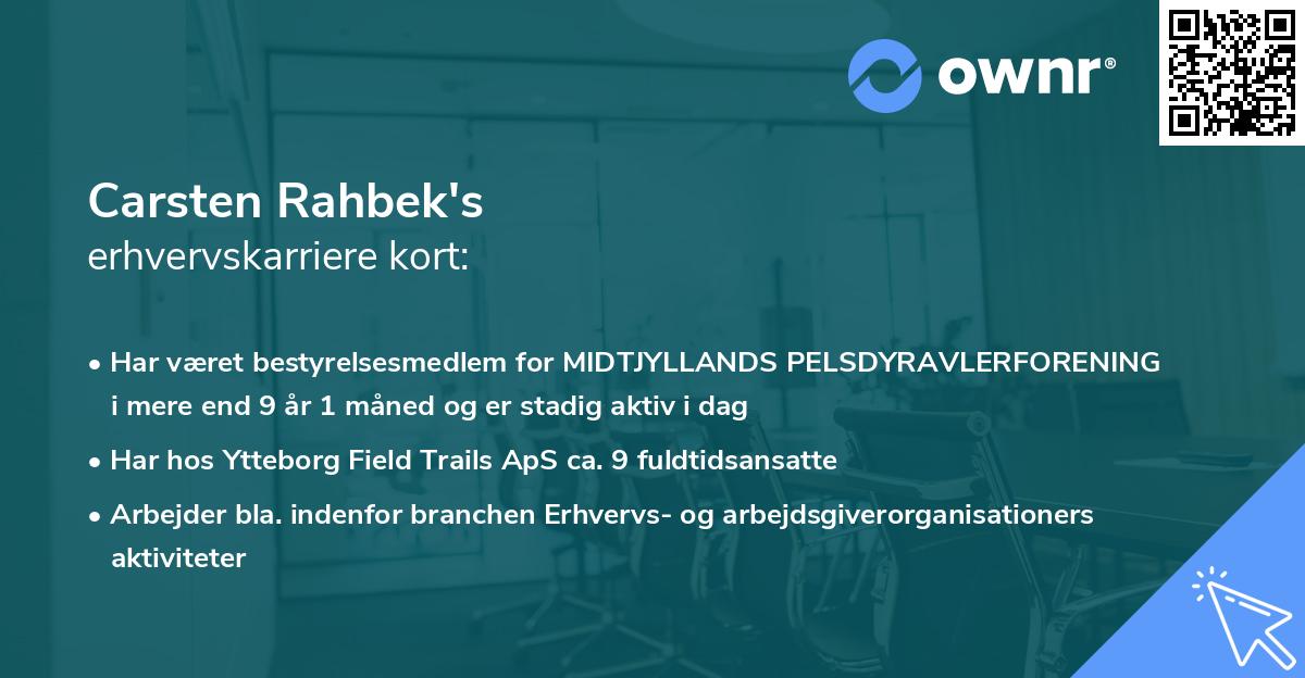 Carsten Rahbek's erhvervskarriere kort