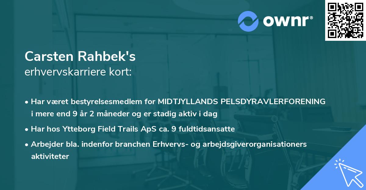 Carsten Rahbek's erhvervskarriere kort