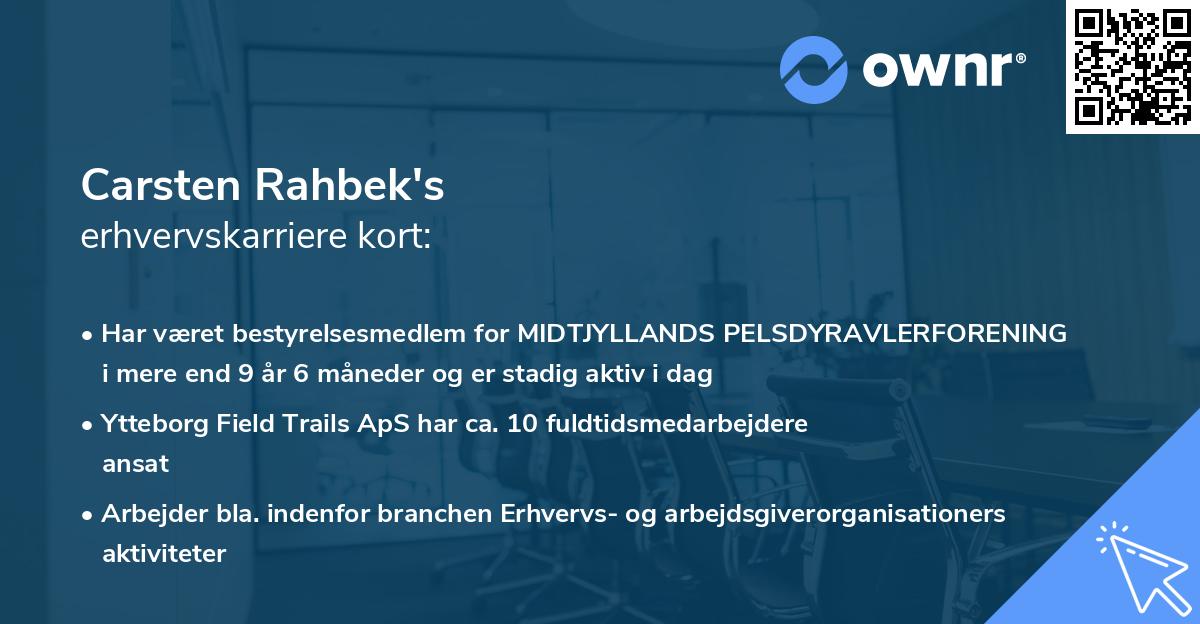 Carsten Rahbek's erhvervskarriere kort