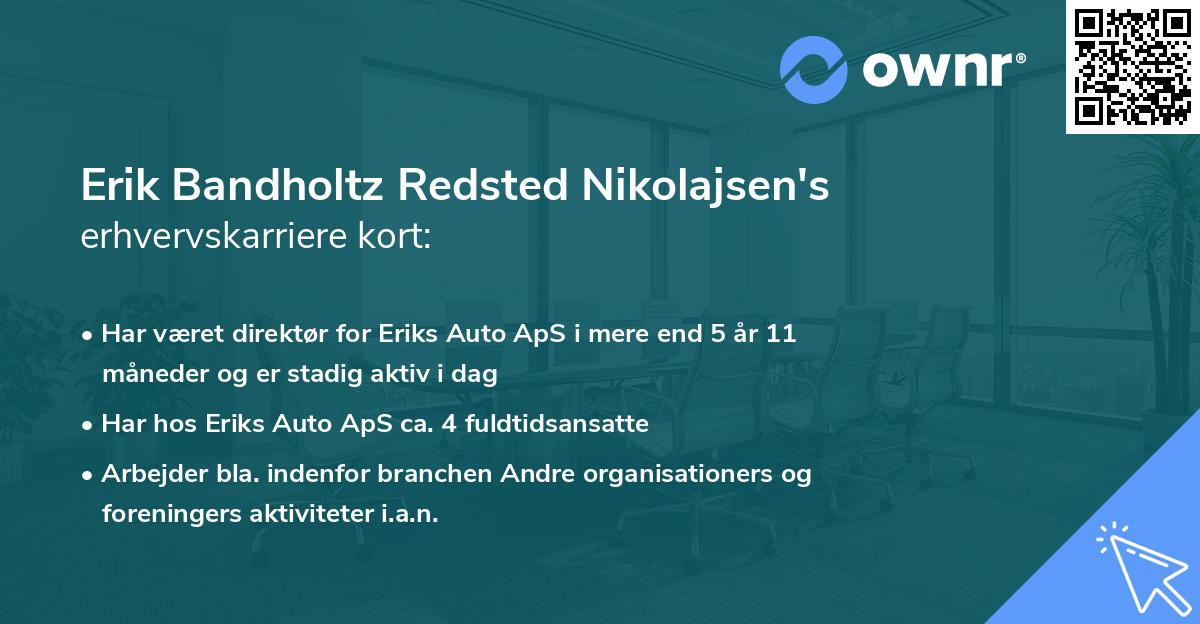 Erik Bandholtz Redsted Nikolajsen's erhvervskarriere kort