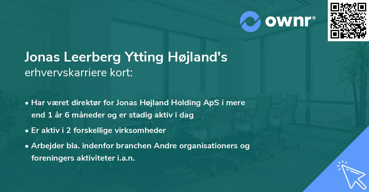 Jonas Leerberg Ytting Højland's erhvervskarriere kort