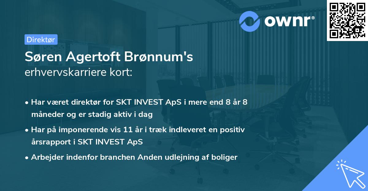 Søren Agertoft Brønnum's erhvervskarriere kort