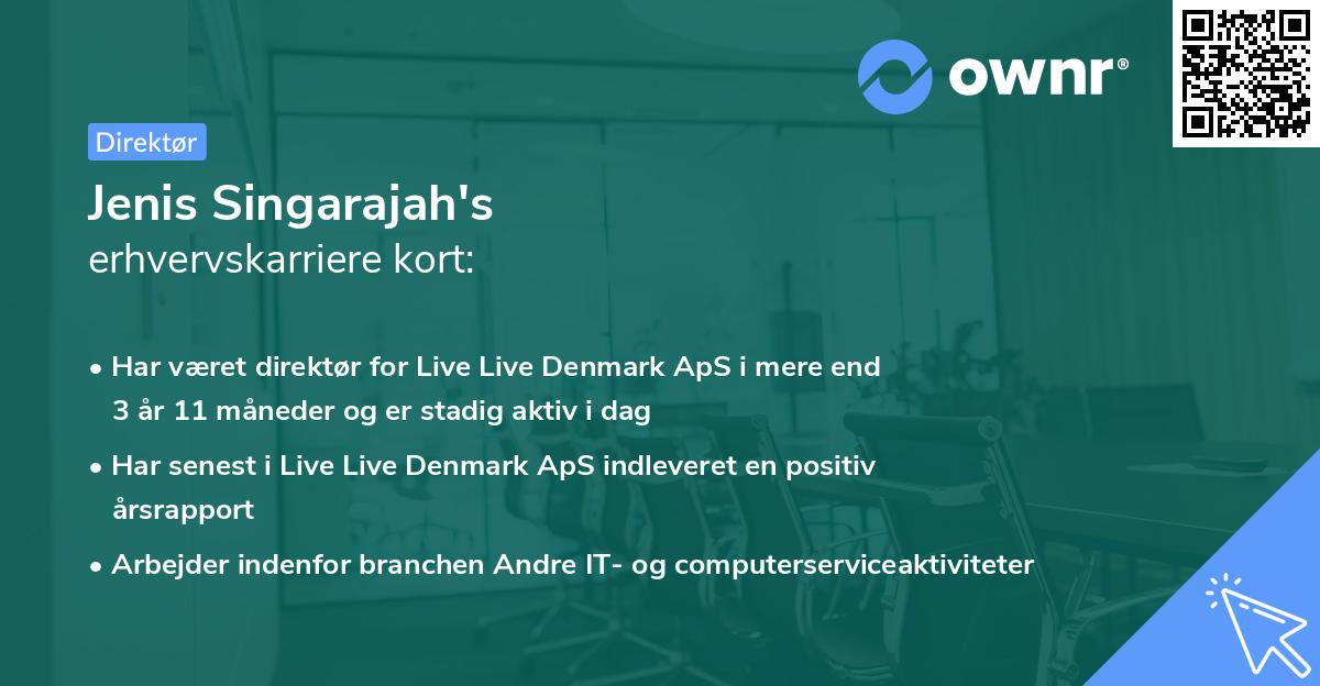 Jenis Singarajah's erhvervskarriere kort