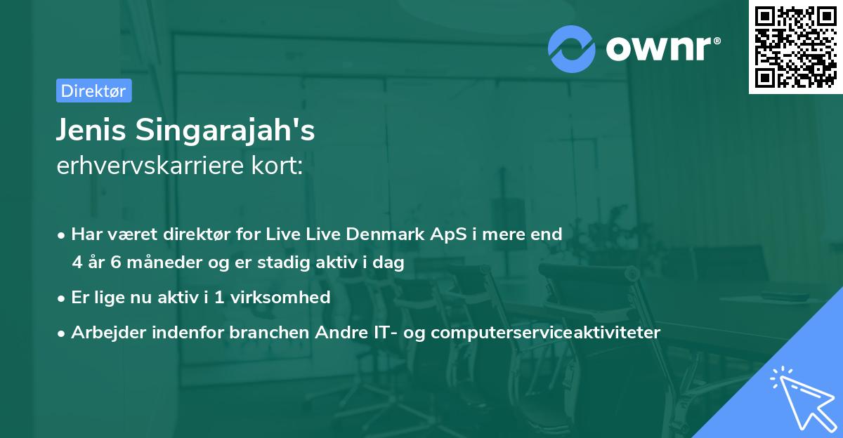 Jenis Singarajah's erhvervskarriere kort