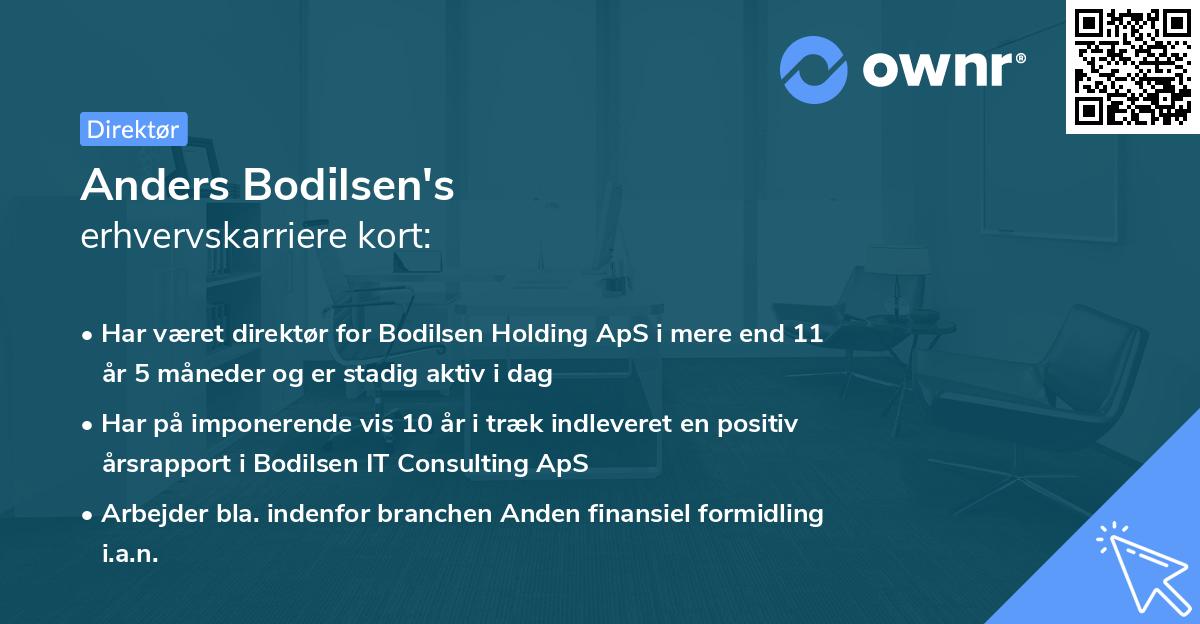 Anders Bodilsen's erhvervskarriere kort