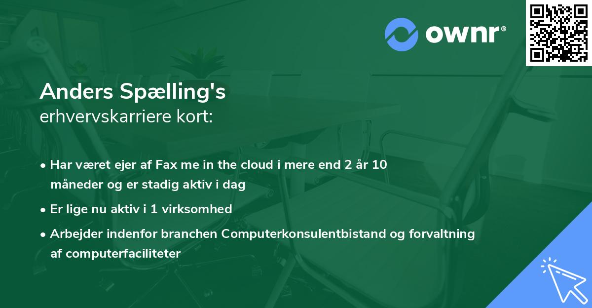 Anders Spælling's erhvervskarriere kort