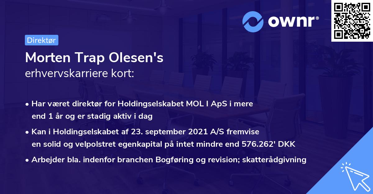 Morten Trap Olesen's erhvervskarriere kort