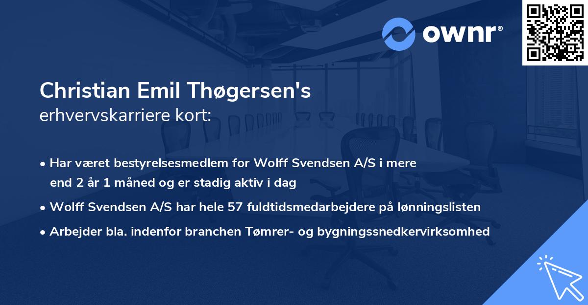 Christian Emil Thøgersen's erhvervskarriere kort