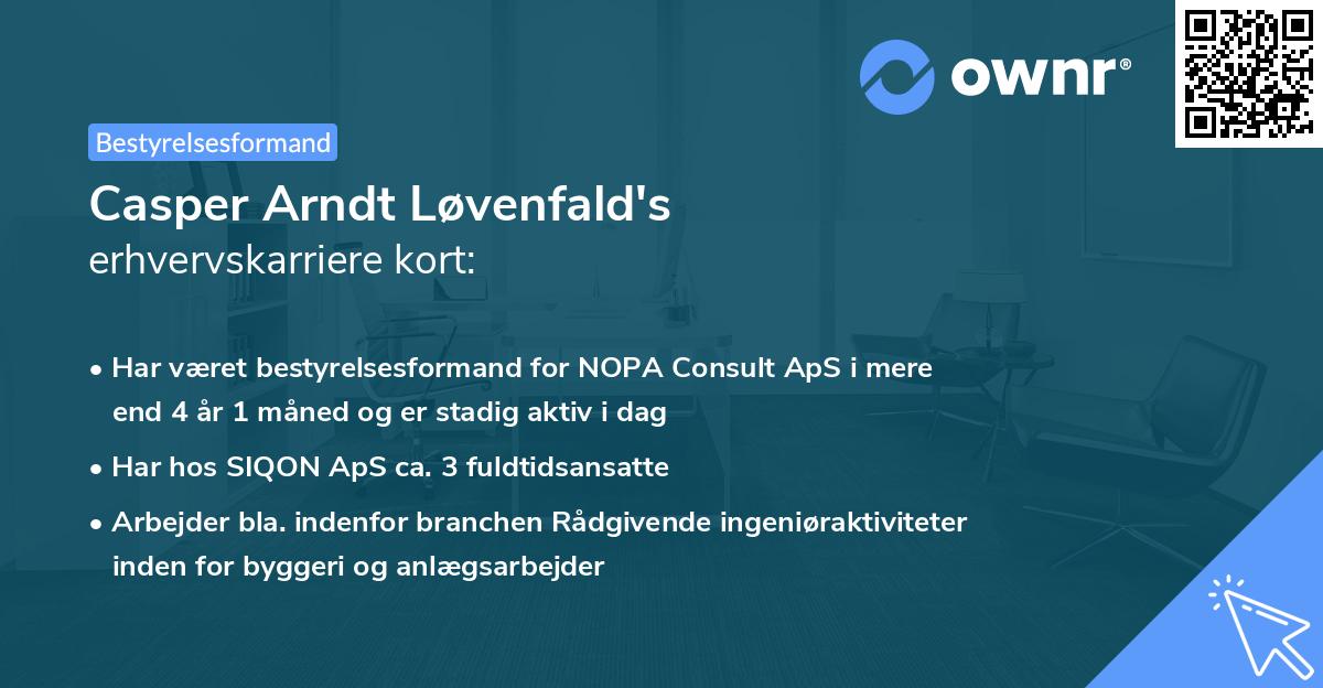 Casper Arndt Løvenfald's erhvervskarriere kort