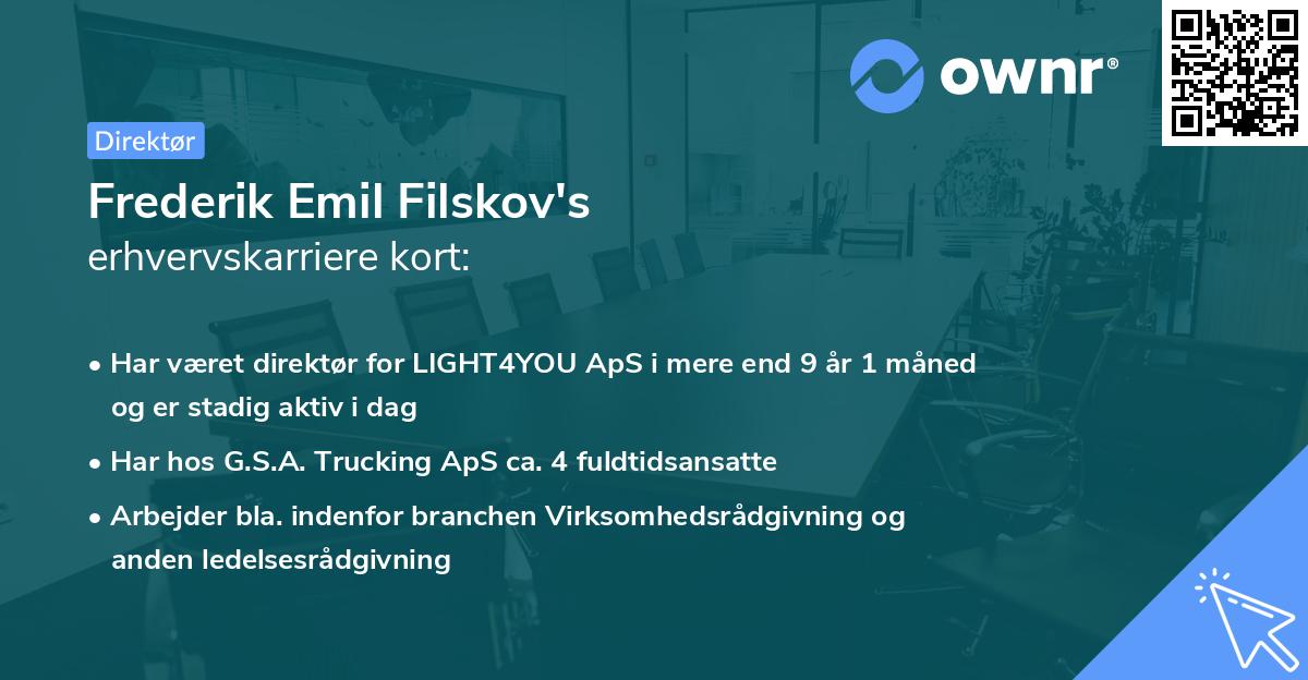 Frederik Emil Filskov's erhvervskarriere kort