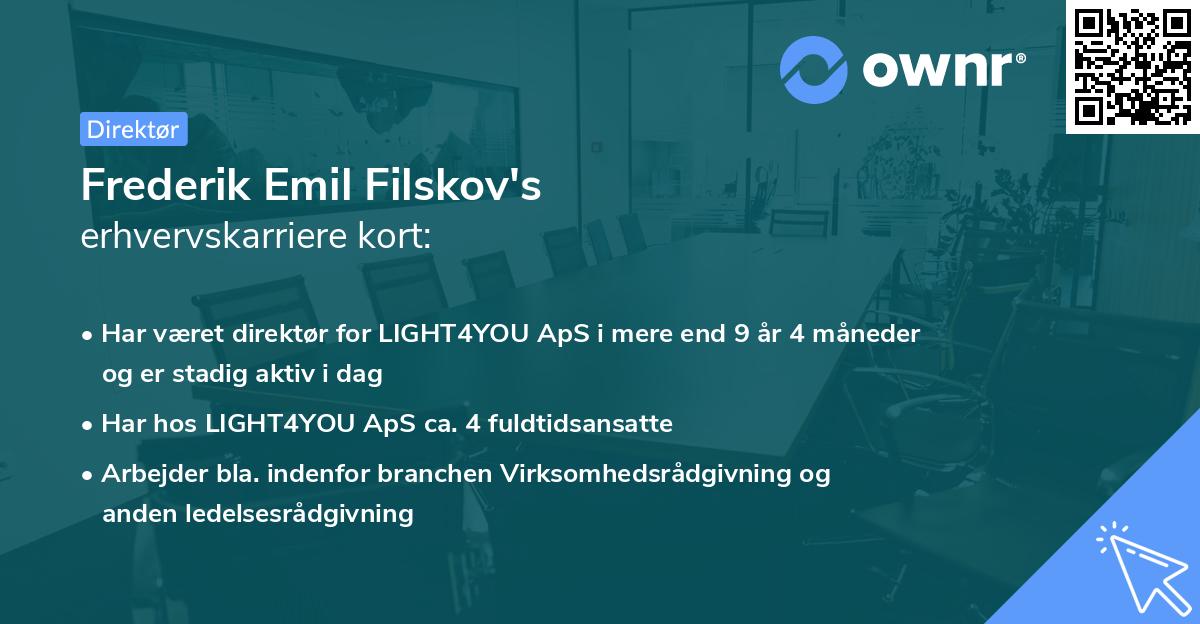 Frederik Emil Filskov's erhvervskarriere kort