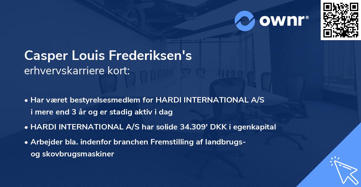 Casper Louis Frederiksen's erhvervskarriere kort