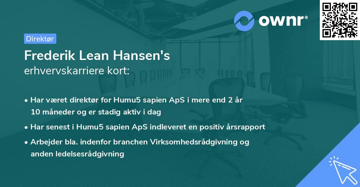 Frederik Lean Hansen's erhvervskarriere kort