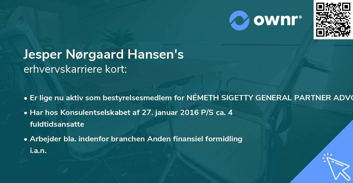 Jesper Nørgaard Hansen's erhvervskarriere kort