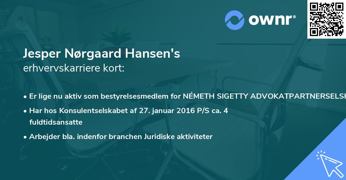 Jesper Nørgaard Hansen's erhvervskarriere kort