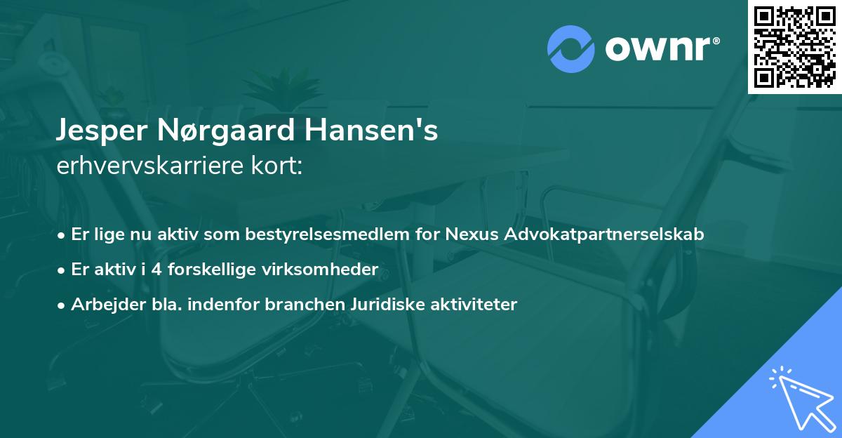 Jesper Nørgaard Hansen's erhvervskarriere kort