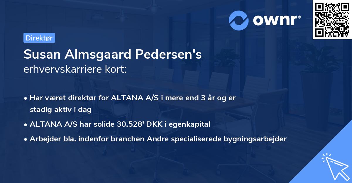 Susan Almsgaard Pedersen's erhvervskarriere kort