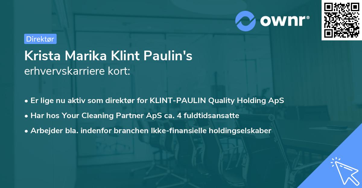 Krista Marika Klint Paulin's erhvervskarriere kort