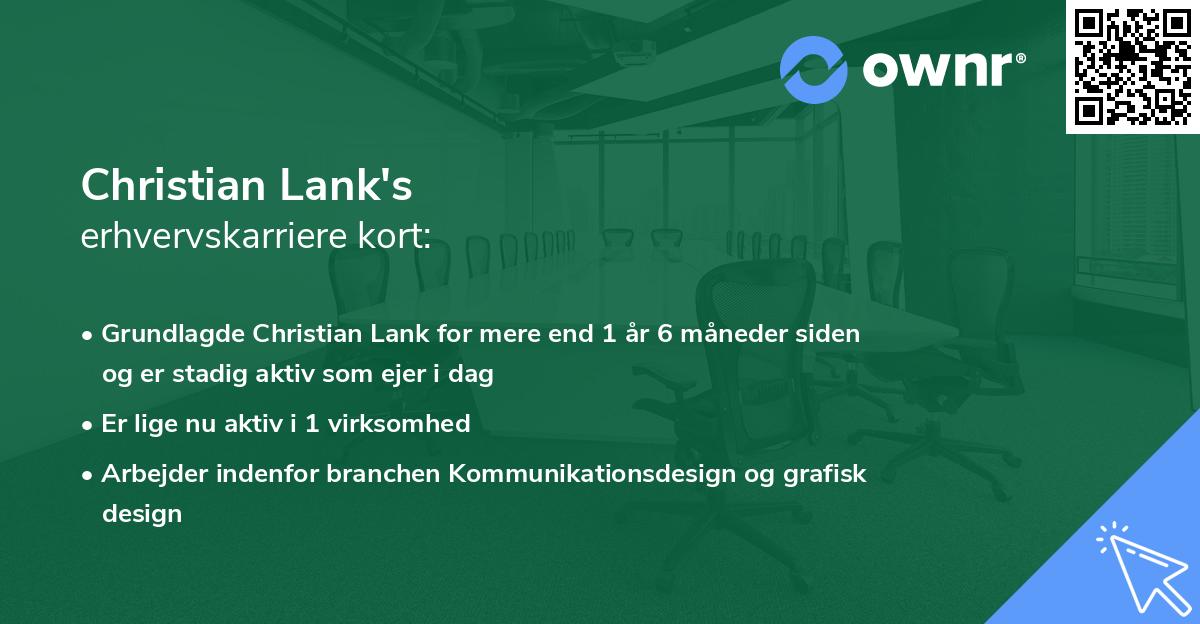 Christian Lank's erhvervskarriere kort