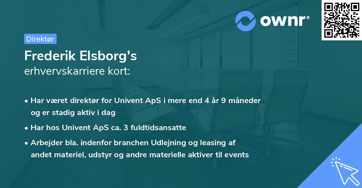 Frederik Elsborg's erhvervskarriere kort