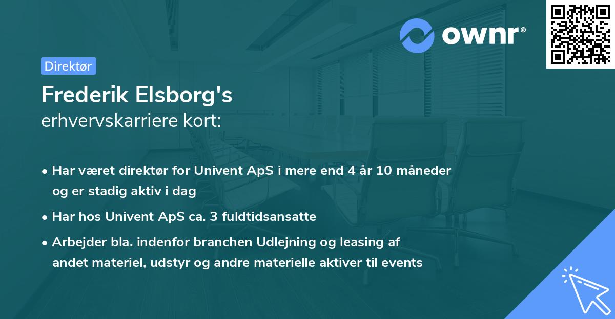 Frederik Elsborg's erhvervskarriere kort