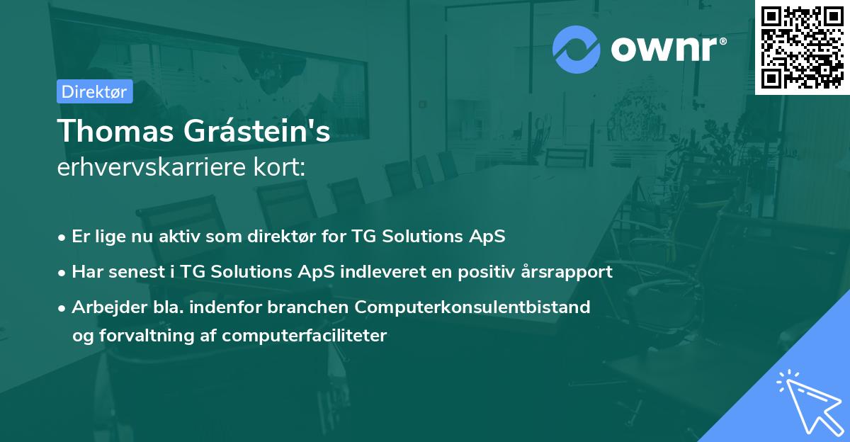 Thomas Grástein's erhvervskarriere kort