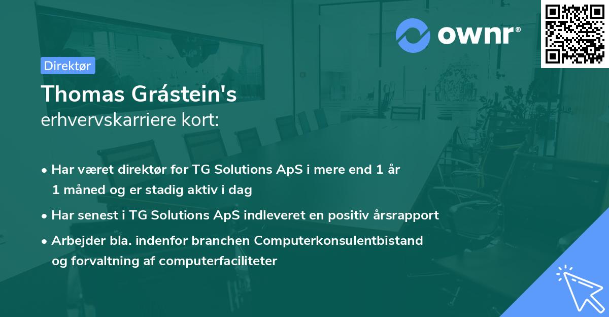 Thomas Grástein's erhvervskarriere kort